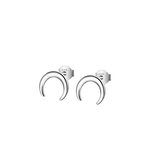 Pendientes Lotus Silver Plata Media Luna Presión Chica